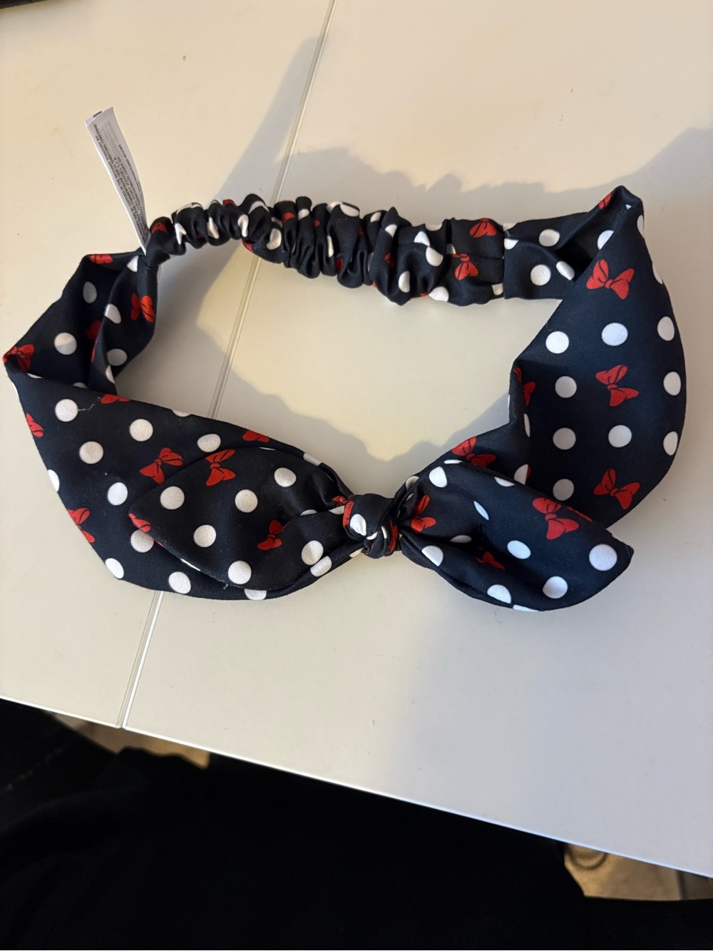 Disney Black Polka Dot Headband with White Dots and Red Bows